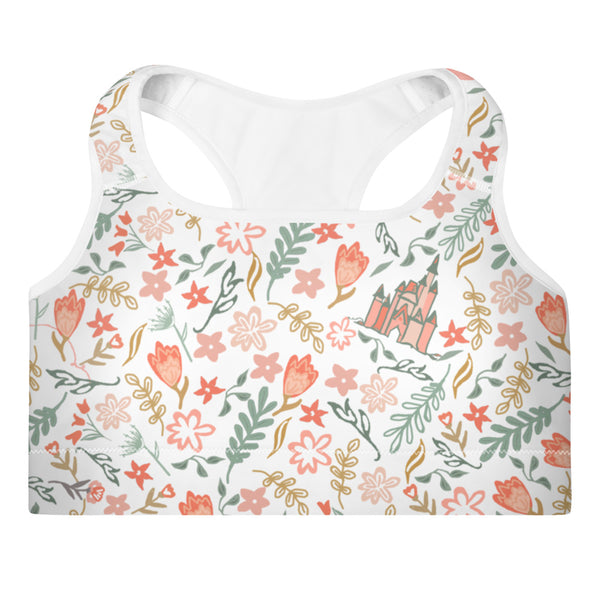 Cinderella's Castle Garden Floral Spring Disney Padded Sports Bra