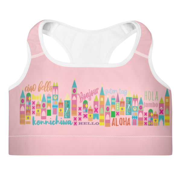 Small World Disney Ride Hello Padded Sports Bra