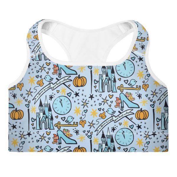 Cinderella Dreaming Sports Bra Disney Princess Cinderella Padded Sports Bra