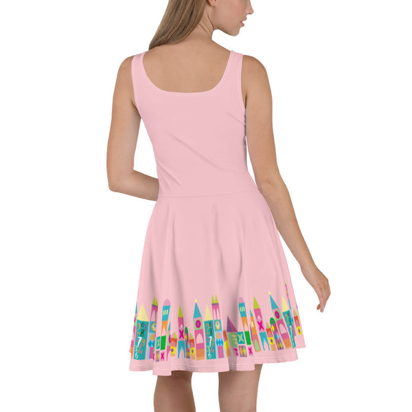 Small World Disney Dress Walt Disney World Disneyland Pink Skater Dress