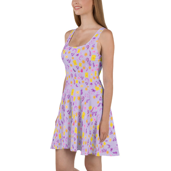 Tangled Dress Rapunzel floating lanterns floral Skater Dress