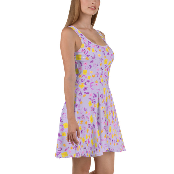 Tangled Dress Rapunzel floating lanterns floral Skater Dress