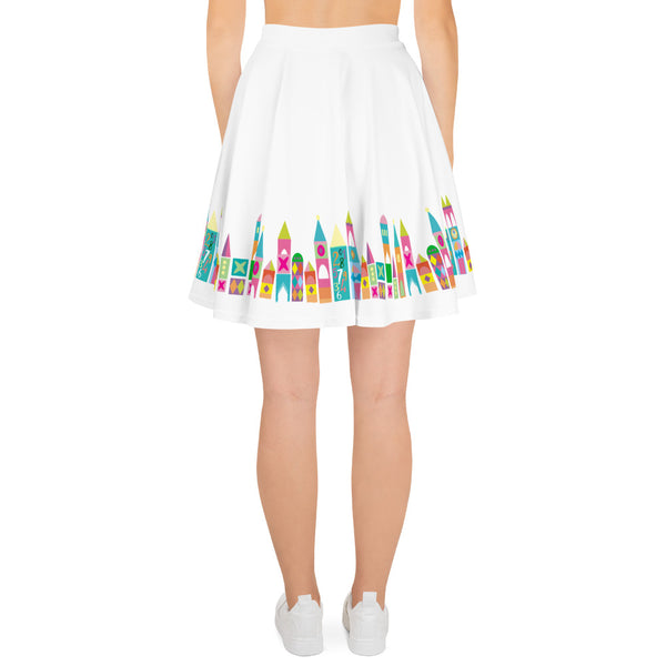 Small World Hello Skirt Disney Ride Walt Disney World Disneyland Skater Skirt- White