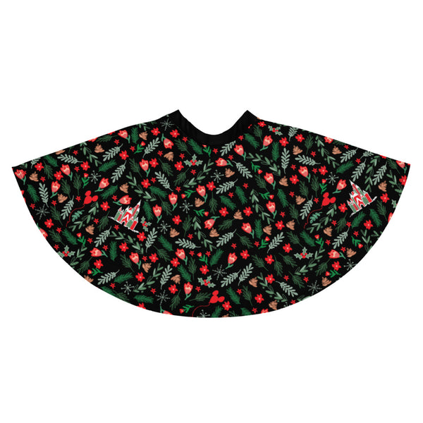 Cinderella's Castle Christmas Skirt Black Christmas Garden Disney Holiday Skater Skirt- Black