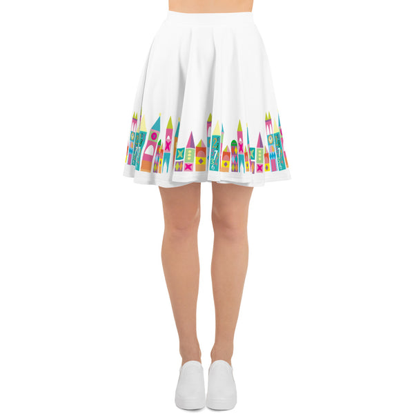 Small World Hello Skirt Disney Ride Walt Disney World Disneyland Skater Skirt- White
