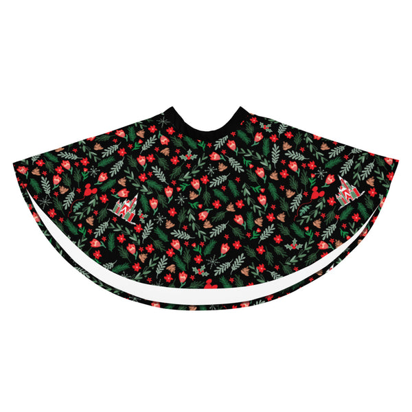 Cinderella's Castle Christmas Skirt Black Christmas Garden Disney Holiday Skater Skirt- Black