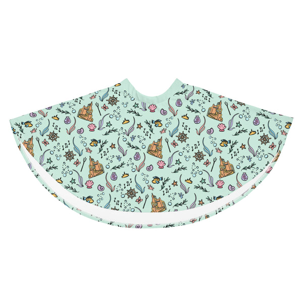 Little Mermaid Skirt Disney Skater Skirt Mermaid Castle Flounder Seashell Skater Skirt