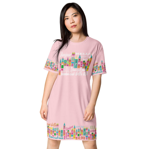 Small World Disney dress Walt Disney World Disneyland Pink T-shirt dress