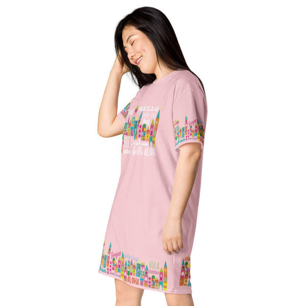 Small World Disney dress Walt Disney World Disneyland Pink T-shirt dress
