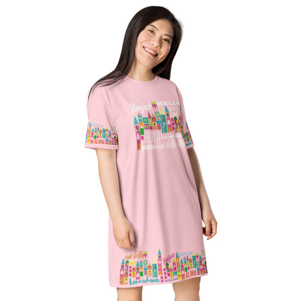 Small World Disney dress Walt Disney World Disneyland Pink T-shirt dress