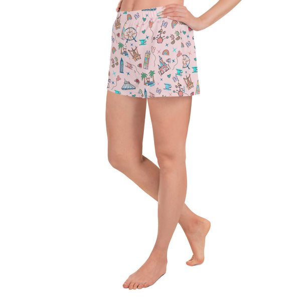 Disneyland Icons shorts Disney sketch Women's Athletic Short Shorts