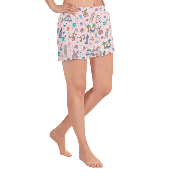Disneyland Icons shorts Disney sketch Women's Athletic Short Shorts