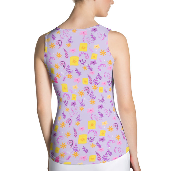 Tangled Rapunzel floating lanterns floral Fitted Tank Top