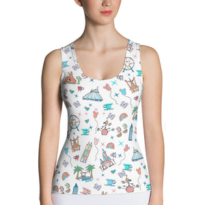 Disneyland doodles Disney Icons Fitted Tank Top