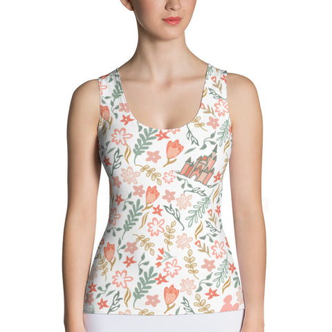 Cinderella's Castle Garden Floral Fitted Tank Top