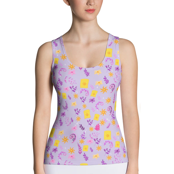 Tangled Rapunzel floating lanterns floral Fitted Tank Top