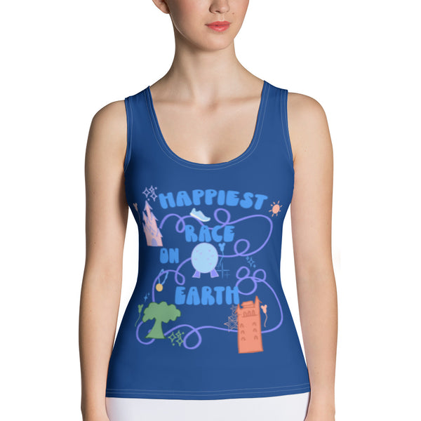 runDisney Happiest Race on Earth Disney running four parks fitted athletic Tank Top