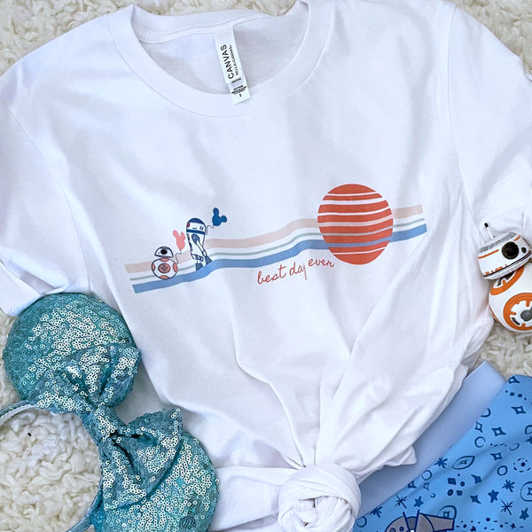Star Wars T-Shirt Best Day Ever with BB8 and R2D2 Disney Sketch Balloon T-Shirt