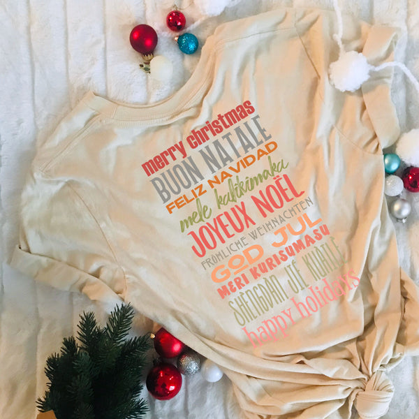 Christmas Greetings T-Shirt World Showcase Disney Shirt Many Languages EPCOT Word T-Shirt
