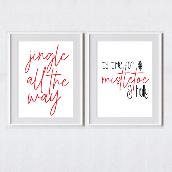 Classic Christmas Printable | Elegant Christmas Wall Art | Modern Christmas | 4 Digital Art Prints | INSTANT DOWNLOAD