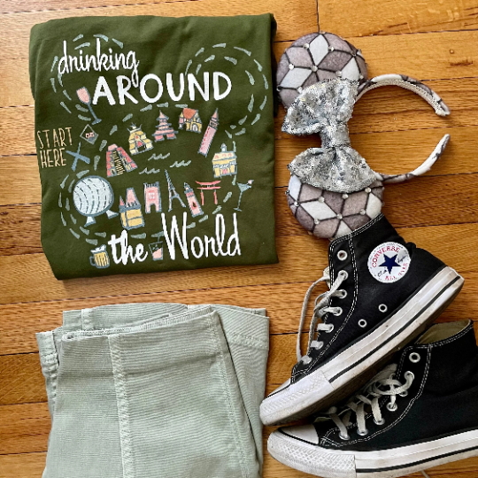 Drinking Around the World T-shirt Disney Shirt EPCOT World Showcase Map Food and Wine T-Shirt
