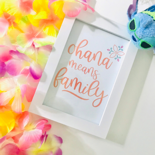 Ohana Lilo and Stitch Disney Printable Wall Art Print