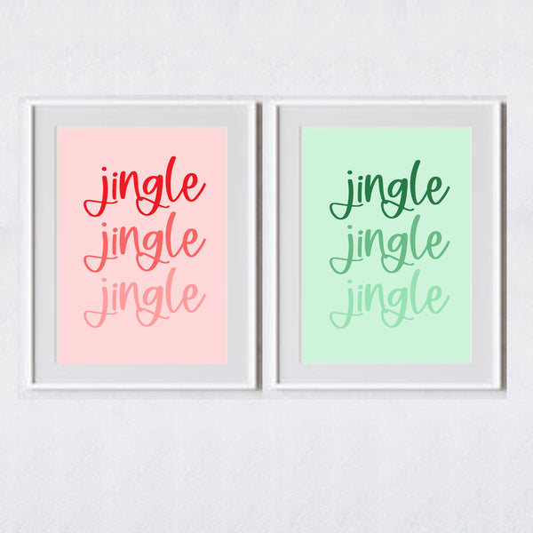 Oh What Fun Christmas Printable | Retro Christmas Wall Art | Pink Christmas | 5 Digital Art Prints | INSTANT DOWNLOAD