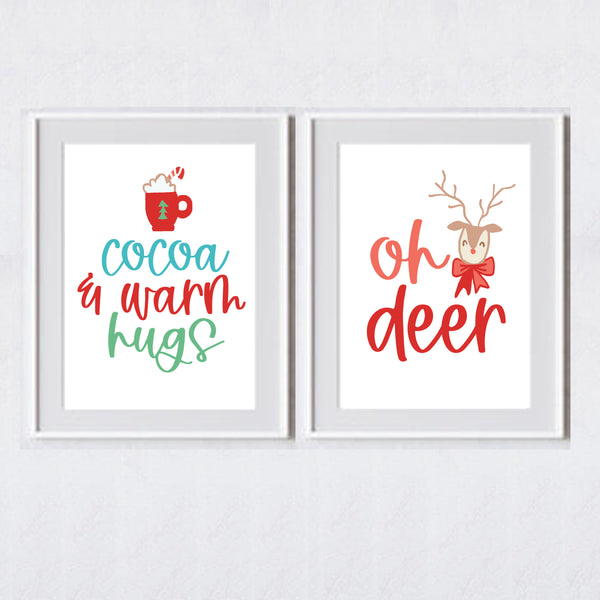 Oh What Fun Christmas Printable | Retro Christmas Wall Art | Pink Christmas | 5 Digital Art Prints | INSTANT DOWNLOAD