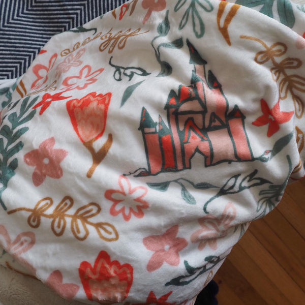 Cinderella's Castle Garden Throw Blanket Floral Spring Disney Fleece Throw Blanket