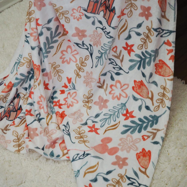 Cinderella's Castle Garden Throw Blanket Floral Spring Disney Fleece Throw Blanket