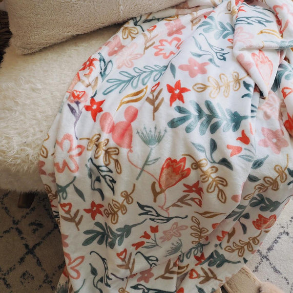 Cinderella's Castle Garden Throw Blanket Floral Spring Disney Fleece Throw Blanket