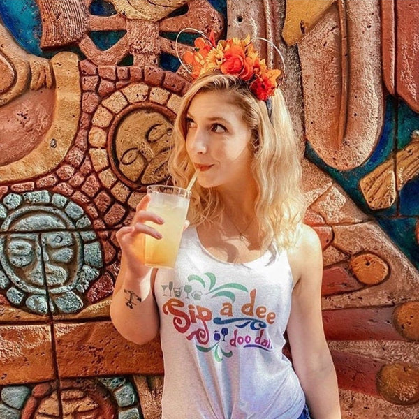 Sip a Dee Doo Dah Tank Top, Food and Wine Festival Inspired by Splash Mountain Women's Racerback Tank