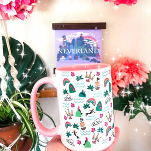 Neverland Mermaids Mug Disney Peter Pan Mug with Pink Handle
