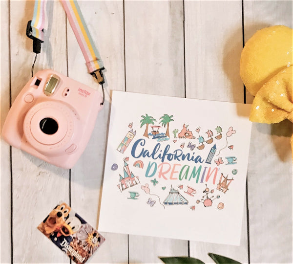Disneyland California Dreamin Disney Art Print 8x8
