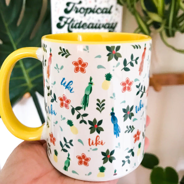 Tiki Tiki Tiki Room Mug Disney Tropical Hideaway Mug with Yellow Color Inside