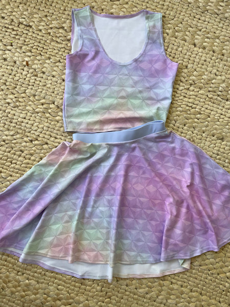 Epcot Spaceship Earth Pastel Skater Skirt Disney inspired skirt