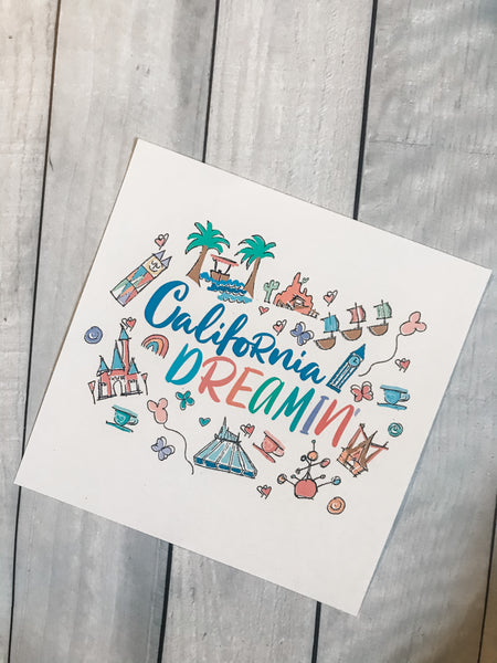 Disneyland California Dreamin Disney Art Print 8x8