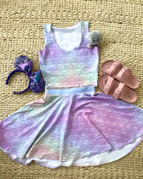 Epcot Spaceship Earth Pastel Skater Skirt Disney inspired skirt