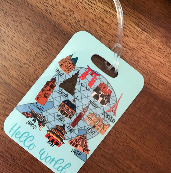 Epcot Hello World Showcase Disney Luggage Tag