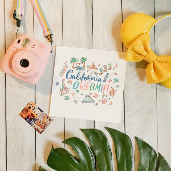 Disneyland California Dreamin Disney Art Print 8x8