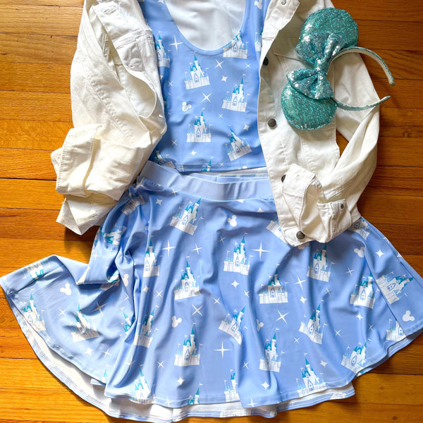 Cinderella Castle Blue Disney Skater Skirt