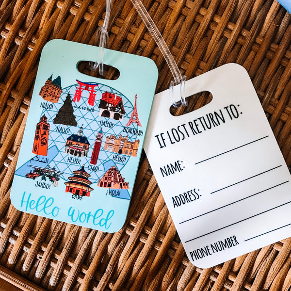 Epcot Hello World Showcase Disney Luggage Tag