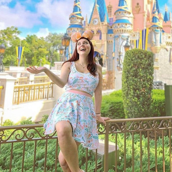 Cinderella's Castle Garden Skirt Floral Spring Disney Skater Skirt