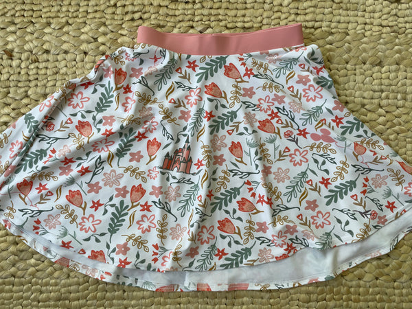 Cinderella's Castle Garden Skirt Floral Spring Disney Skater Skirt