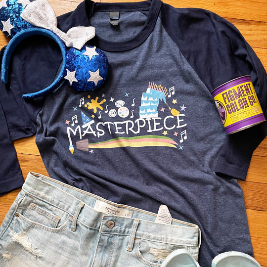 Disney Art Raglan Mickey Masterpiece Festival of the Arts Unisex Raglan Shirt