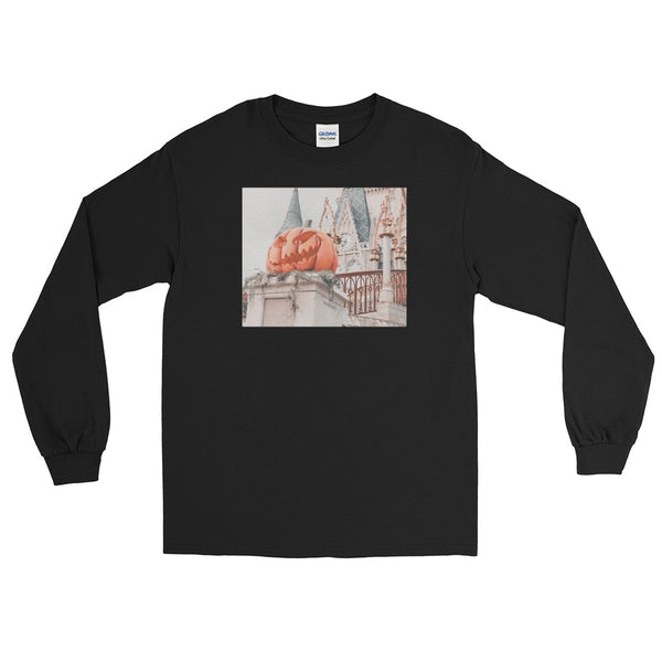 Disney Pumpkin Photo Shirt Magic Kingdom Castle Men’s Long Sleeve Shirt