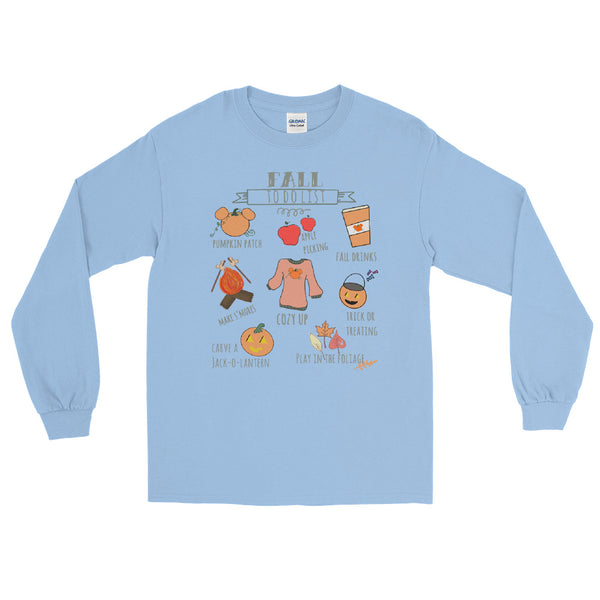Fall To Do List Mickey Pumpkin Disney Halloween Men’s Long Sleeve Shirt