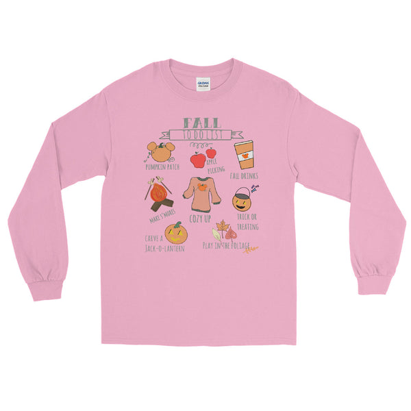 Fall To Do List Mickey Pumpkin Disney Halloween Men’s Long Sleeve Shirt