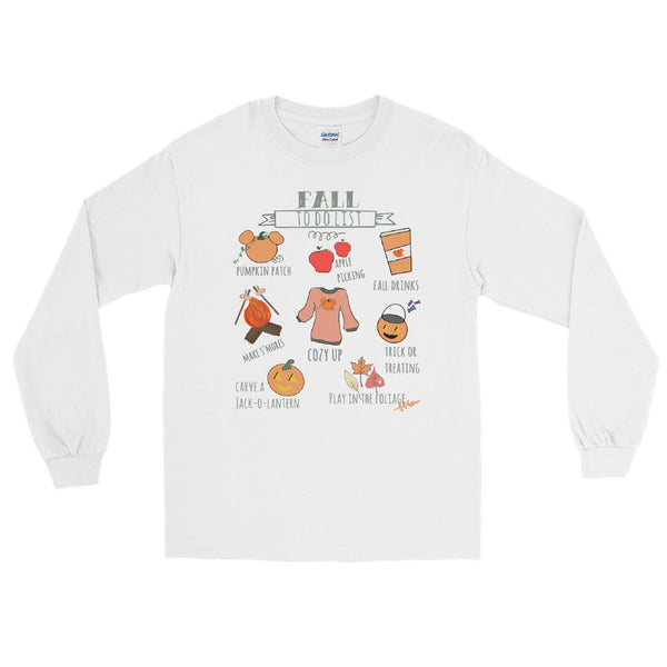 Fall To Do List Mickey Pumpkin Disney Halloween Men’s Long Sleeve Shirt