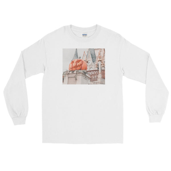Disney Pumpkin Photo Shirt Magic Kingdom Castle Men’s Long Sleeve Shirt
